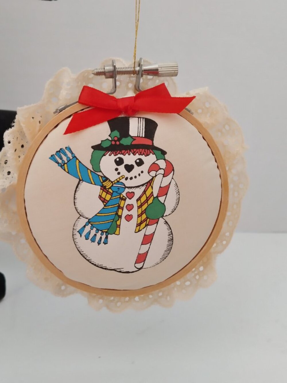Vintage Heart Warmers Wood & Cloth Xmas Ornament